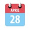april 28th. Day 28 of month,Simple calendar icon on white background. Planning. Time management. Set of calendar icons for web