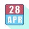 april 28th. Day 28 of month,Simple calendar icon on white background. Planning. Time management. Set of calendar icons for web