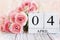 April 4th Calendar Blocks with Pink Ranunculus