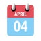 april 4th. Day 4 of month,Simple calendar icon on white background. Planning. Time management. Set of calendar icons for web