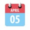 april 5th. Day 5 of month,Simple calendar icon on white background. Planning. Time management. Set of calendar icons for web