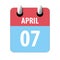 april 7th. Day 7 of month,Simple calendar icon on white background. Planning. Time management. Set of calendar icons for web