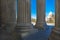 APRIL 8, 2018 - WASHINGTON D.C. - Columns of Supreme Court offers view of US. Courtroom, capitol
