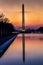 APRIL 8, 2018 - WASHINGTON D.C. - Washington Monument and reflecting pond at sunrise, Washington D. Columbia, water