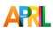 APRIL colorful overlapping letters vector banner