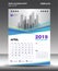 April- Desk Calendar 2019 Template, flyer design vector, Blue purple concept layout