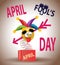 April fool`s day. Colorful, vector illustration.