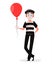 April Fool`s Day. Mime cartoon character