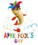 April fools day clown fish greeting card template