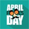 April Fools Day flat design text and funny glasses