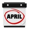 April Month Word Wall Calendar Remember Schedule