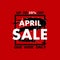 April sale banner on red background