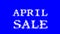 April Sale cloud text effect blue isolated background