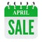 April sale on green calendar file