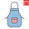 Apron color line icon, cook and culinary, kitchen apron vector icon, vector graphics, editable stroke filled outline