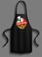 Aprons with pizzeria logos. Clothes for working and cooking in kitchen of pizza restaurant