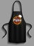 Aprons with pizzeria logos. Clothes for working and cooking in kitchen of pizza restaurant