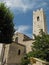 Apse, bell tower and nave of the medieval stone cathedral in Vence, France.