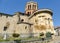 Apse and bell tower of the old Saint-Lizier cathedral in Saint-Lizier