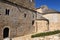 Apse and Gothic facade of the monastery of Vilabertran, Alt Emporda, Girona province, Spain