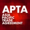 APTA - Asia Pacific Trade Agreement acronym, business concept background