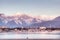 The apuan alps from the Marina di Carrara`s docks