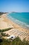 Apulia coast: panoramic view of the beach of Vieste. Gargano National Park,   Italy.