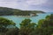 Apulia coast: panoramic view of San Felice Bay, Italy.Gargano National Park: the little rock arch,Architello or San felice Arch.