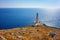 Apulia Puglia Italy. The lighthouse at Cape Palascia (Capo d\\\'Otranto). The easternmost point of Italy