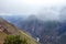 Apurimac river : Green steep slopes of valley with water in the middle, the Choquequirao trek, Peru