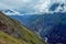 Apurimac river : Green steep slopes of valley with water in the middle, the Choquequirao trek, Peru