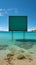 Aqua billboard vista Unoccupied sign on beach, gazing over tranquil waters
