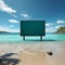 Aqua billboard vista Unoccupied sign on beach, gazing over tranquil waters