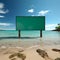 Aqua billboard vista Unoccupied sign on beach, gazing over tranquil waters