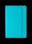 Aqua blue closed notebook isolated on black