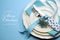 Aqua blue Merry Christmas place setting with sample text