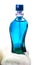 Aqua blue perfume bottle