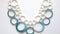 Aqua Blue And White Circle Necklace With Monochromatic Shadows