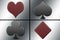 Aqua clubs, hearts, diamonds and spades