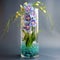 Aqua Delight: Submerged Orchids in a Glass Vase with Cascading Waterfall Effect