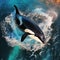 Aqua Elegance: Orca\\\'s Aerial Ballet, Gracefully Soaring from Azure Waters