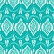 Aqua Handdrawn Lace Pattern with Diamonds and Dots. Classic Elegant Vector Seamless Background