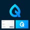 Aqua logo. Spa therapy emblem. Letter Q like a drop of water Spa or water club.