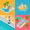 Aqua Park Composition Isometric Icon Set