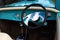 Aqua vintage car interior steering wheel