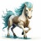 Aquaman Miniature Horse: Fantasy 2d Game Art With Blue Hair And Gold Mane