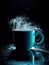 Aquamarine Crystal Coffee Mug on Black Background.
