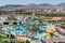 Aquapark with colorful slides at the hotel in Egypt