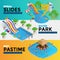 Aquapark horizontal web banners with different water slides, family water park, hills tubes and pools isometric vector