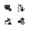 Aquapark recreation tips black glyph icons set on white space